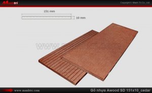 Gỗ nhựa Awood SD151x10 Cedar \ - Giá ván sàn Awood SD151x10 tính theo m dài : 145,000 đ/m dài \
- Giá ván sàn Awood SD151x10 tính theo m2 : 960,000 đ/m2 (1m2 dùng 6.62m dài ván sàn)