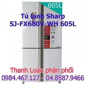 Hàng về giá sốc Tủ lạnh inverter Sharp SJ-FX680V-WH 605L ngay hôm nay