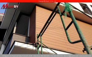 Hình ảnh những thanh gỗ nhựa Awood ốp tường ngoài trời