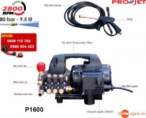 Máy phun xịt rửa xe máy loại cao áp PROJET P1600