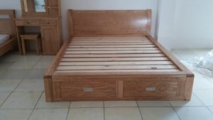 Giường ngủ kiểu Nhật 2 hộc kéo gỗ Sồi -GN05