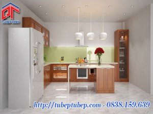 Tủ bếp gỗ tự nhiên thiết kế theo phong cách hiện đại MTB02