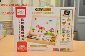 Bảng ghép hình bằng gỗ gắn nam châm cho bé