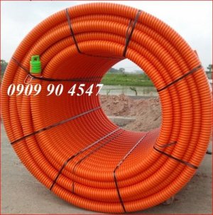 Ống nhựa gân xoắn HDPE – Ống nhựa xoắn luồn cáp điện HDPE – Ống xoắn HDPE màu Da Cam bảo vệ cáp điện