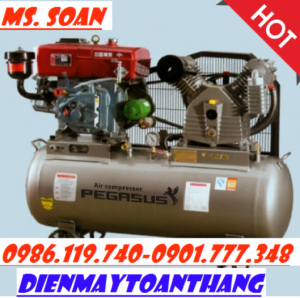 Máy nén khí chạy dầu diesel đầu nổ d24, máy nén khi chạy dầu 20hp, pegasus  TM-W