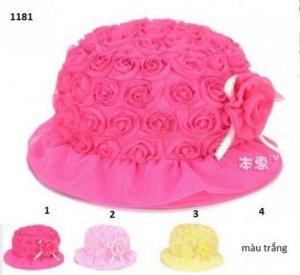 Mũ hoa hồng bé gái