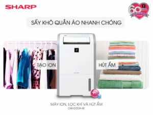 Máy ion, lọc khí và hút ẩm Sharp DW-D20A-W