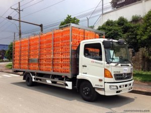 Hino FC9JLSW - Ô tô Chở Gia Súc 5 Tấn. Tổng tải 10.400 kg, Tải trọng 5.050 kg. Xe được thiết kế Thùng hàng chuyên chở Gia Súc, Có bửng nâng. Kích thước lòng thùng hàng: 6.510 x 2300 x 2100 mm