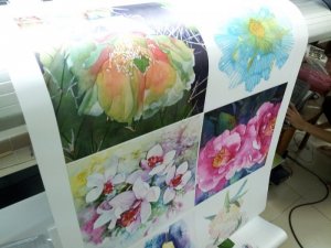 In PP hình hoa thiết kế màu nước cho trang trí | In PP mực nước khổ lớn tại In Kỹ Thuật Số