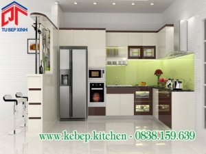 Vẻ đẹp đa chiều của tủ bếp gỗ acrylic màu trắng đen PTL172