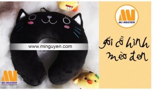 Gối kê cổ hình mèo đen
