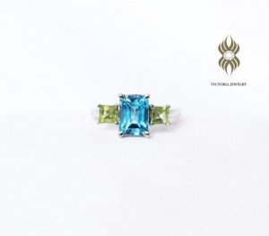 Nhẫn nữ đính đá topaz thiên nhiên editerranee