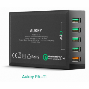 Sạc Aukey PA-T1 5 cổng USB chuẩn Quickcharge 2.0 (Đen)