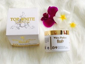 Tên đầy đủ: Kem dưỡng trắng da toàn thân White Perfect Body D9 Trọng lượng: 300g/hộp Giá: 550.000 đồng/hộp Thông tin sản phẩm: Kem dưỡng trắng da toàn thân White Perfect Body D9 Thành phần: Water, Glyceryl Stearate, Cetyl Alcohol, Niacinamide, Glycerin, E