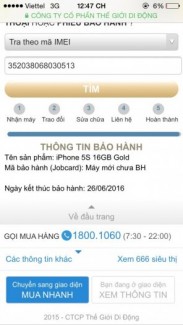 Cần bán iphone 5s 16g gold tgdd fullbox bh 7/2016