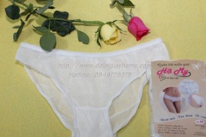 Quần lót cotton du lịch cho nữ, nam cao cấp giá sỉ
- Tên sản phẩm Quần lót Cotton cao cấp
+ Sự miêu tả: Đồ lót dùng một hoặc nhiều lần
+ Nhóm tuổi – Giới tính Mọi lứa tuổi – Nữ
+ Thông số kỹ thuật – Chất liệu * Chất liệu Cotton 100%, an toàn, đảm bảo vệ sinh.
+ Kích thước SIZE : M, L, XL HOẶC THEO CẦU CỦA KHÁCH HÀNG
+ Đóng gói: 5 cái/1 túi ( hoặc theo yêu cầu)
+ Tính năng sản phẩm - Tiện dụng cho những chuyến du lịch, công tác hay sử dụng hàng ngày của bạn mềm và thoải mái hoàn hảo cho chuyến du lịch hoặc một lần dùng một lần cho spa hoặc saloon- Lý tưởng để đi du lịch, cắm trại, đi nghỉ mát, thể thao, thẩm mỹ viện,
+ Giấy chứng nhận SGS / ISO / CE
+ Thương Hiệu - Nơi sản xuất Hạ My - TPHCM Việt Nam
+ Giá bán: 3000đ/cái ( áp dụng số lượng trên 500 cái)