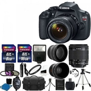 Canon EOS Rebel T5 DSLR Digital Camera & EF-S 18-55mm f/3.5-5.6 IS Lens + 2x telephoto Lens + 58mm Wide Angle Lens + Flash + 59-Inch Tripod + UV Filter Kit + 24GB SDHC card + Accessory Bundle
Giá: 16.250.000