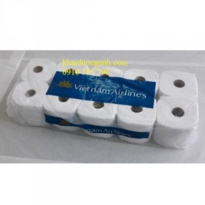 Giấy vệ sinh cuộn nhỏ Vietnam Airline, 10 cuộn x 50gr Được sản xuất từ 100% bột giấy, không hóa chất độc hại, mềm mại, an toàn sử dụng. Sản phẩm dùng được với làn da nhạy cảm, an toàn khi sử dụng. Giấy có độ thấm nước cao, thích hợp sử dụng trong nhà vệ sinh.