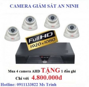 Trọn bộ 4 camera quan sát TẶNG đầu ghi giá CỰC RẺ