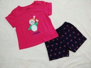 Bộ bé gái thêu chim cánh cụt. Size 9-16. Ri 8