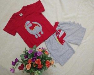 Bộ bé trai thêu đắp khủng long Size 1-8. Ri 8