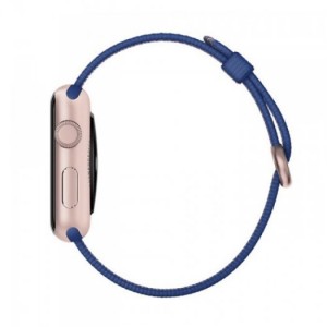 Apple - Apple Watch Sport 42mm Rose Gold Aluminum Case - Royal Blue Woven Nylon Band