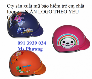 Xưởng mũ bảo hiểm trẻ em in logo