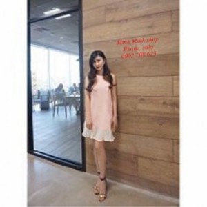 Đầm yếm nơ chân dập ly