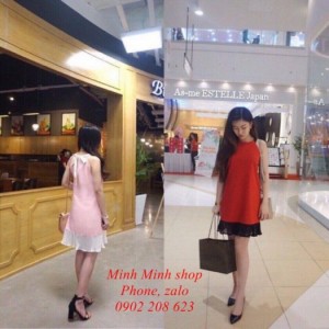 Đầm yếm nơ chân dập ly