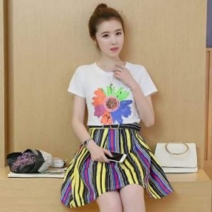 Mã 808440 ao hoa mặt trời đầm sọc 3D cực xinh