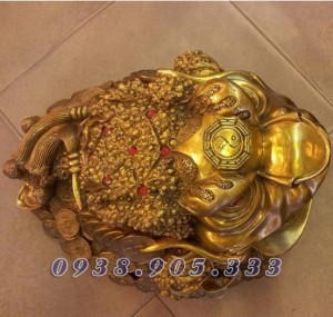Thiềm thừ ngồi tiền có dải chữ cao 16cm