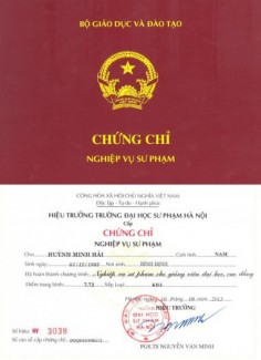 Chứng chỉ nghiệp vụ sư phạm dạy nghề