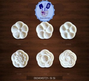 Khuôn bánh trung thu 3D 50g - 6 mặt hoa, mẫu 1