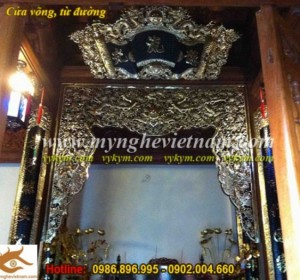 Cửa võng, án gian, hoành phi câu đối, chạm đồng thủ công,chạm theo yêu cầu