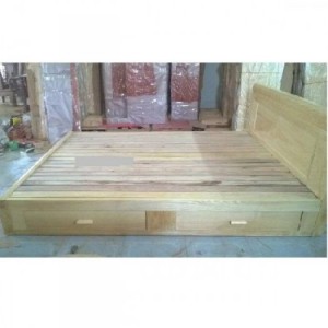 Giường gỗ sồi tự nhiên giá rẻ - GG 308
