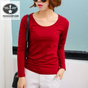 Áo thun trơn tay dài nữ thời trang Facioshop