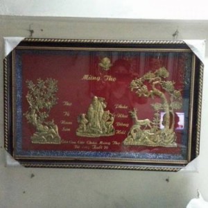 Tranh mừng thọ Bà 70x100cm, bức trướng mừng thọ bằng đồng.