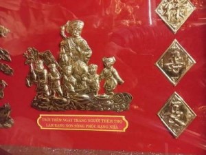 Tranh mừng thọ Bà 70x100cm, bức trướng mừng thọ bằng đồng.