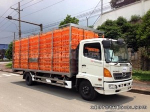 Bán xe Hino FC9JLSW 5 tấn thùng dài 6m8 chở gà giống, vịt giống