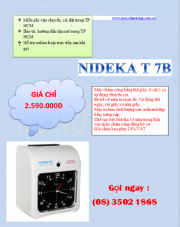 Nideka T 7B, Máy chấm công thẻ giấy, chế độ in kim tự động giá tốt nhất, Quà tặng hấp dẫn