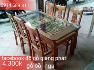 Bộ bàn ghế ăn gỗ sồi Nga