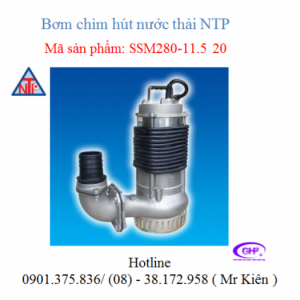 Máy bơm chìm hút nước thải Inox SSM280-11.5 26/SSM280-11.5 20 ( NTP )