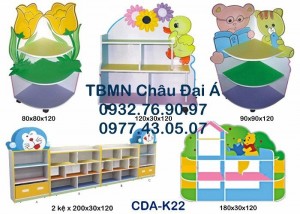 Kệ sách ba ngăn với nhiều hình vẽ tự nhiên đẹp