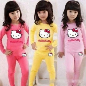 Bộ thu đông in hình hello kitty bé gái chất cotton 100% co giãn 4 chiều