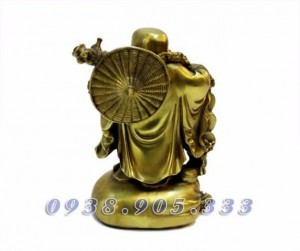Tượng Phật Di Lạc gánh tiền 25cm đồng vàng