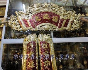 Bộ hoành phi câu đối đồng đỏ 1m98 tinh xảo