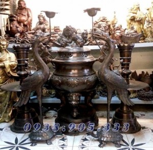 Đỉnh thờ cúng dơi phúc cao 60cm đồng giả cổ