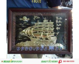 Tranh thuận buồm xuôi gió, tranh đồng thuyền buồm kt 30x40cm