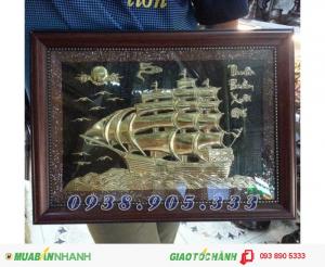 Tranh thuận buồm xuôi gió, tranh đồng thuyền buồm kt 30x40cm