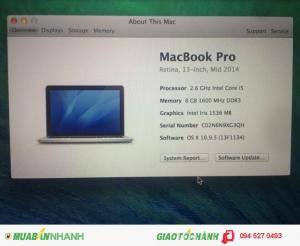 Macbook Pro Retina 2014 - MGX72 Core i5 mới 99% nữ xài ít dùng
